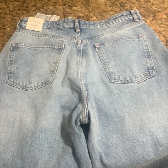 Zara Light Blue Flare & Wide Leg Jeans - Picture 4 of 7